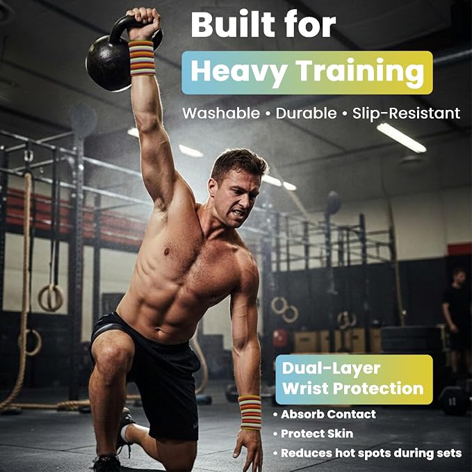 Kettlebell Wrist & Forearm Guards | Impact-Absorbing Wristbands for Kettlebell Training | Protects from Bruises | Breathable & Sweat-Wicking | Unisex Stretch Fit | One Size Fits All (Pair)