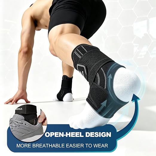 NEENCA Adjustable Ankle Support Brace with 2 Stabilizers Sports&Daily-1Pack | Neoprene Brace With Figure-8 Straps,Helps Support Weak or Unstable Ankles With Adjustable Compression And Side Stabilization