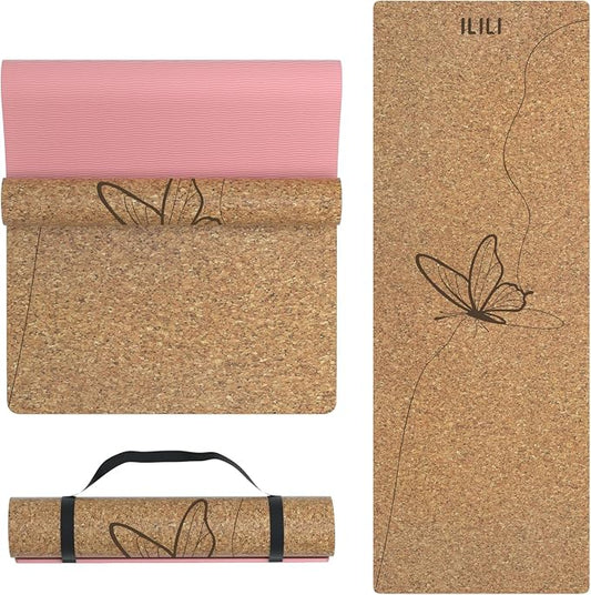 ILILI Eco-Friendly Cork Yoga Mat 1/4 inch Thick, 72''L*26''W, Non Slip Lightweight Cork and TPE Soft Exercise & Fitness Mat, Ideal for All Types of Yoga, Home, Gym & Studio Workouts