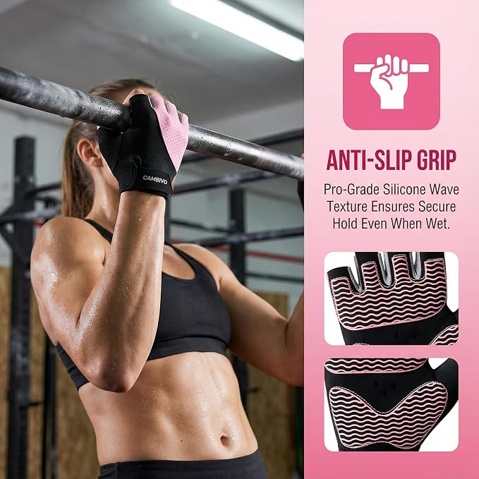 CAMBIVO Workout Gloves for Men & Women, Weight Lifting Gloves with Wrist Support, Non Slip Grip, Breathable Gym Gloves for Training, Crossfit, Pull Ups, Cycling, Fitness, Home