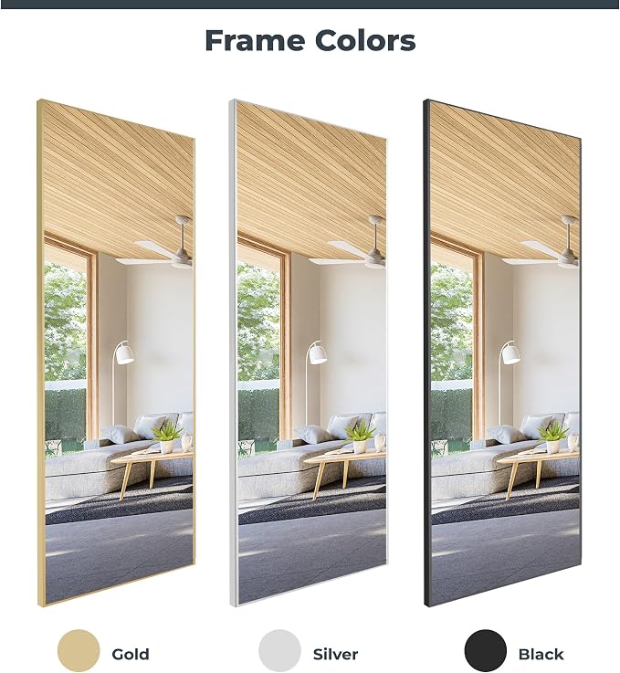 Glassless Large Mirror Shatterproof Unbreakable Wall Mirror for Gym, Dance Studio, Home Workout Room – 0.04mm Nano Film – Gold 26" x 60"