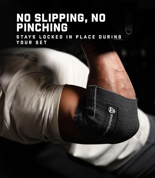 Gymreapers Elbow Compression Cuff for Weightlifting, Powerlifting – Support & Relief for Tendonitis, Stability, Tennis Elbow, Strength Training & Injury Recovery (Gray, 10")