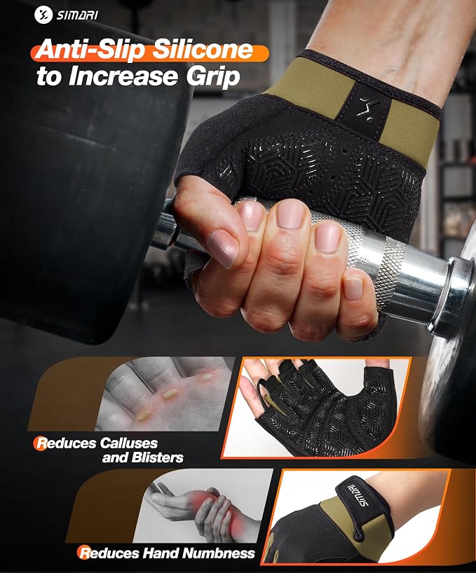 SIMARI Breathable Workout Gloves with Cushion Pad/Grip/Reduce Calluses, Weight Lifting Gloves for Gym Exercise, Cycling, Weightlifting Training, Fitness, Pilates, Kayaking, Gift for Men & Women