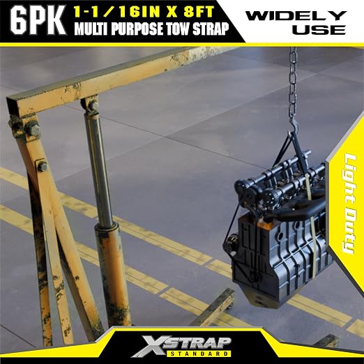 XSTRAP STANDARD 6PK 1"x8' Lift Sling Straps Wear Guard End Heavy Duty Strap | 4,000 lbs Break Strength Lifting Straps with 2 Reinforced Loops for Tree Saver Lifting Furniture Appliances Machine, hoisting
