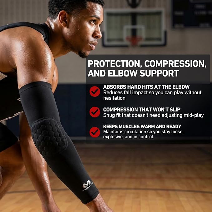 McDavid HEX Shooter Arm Sleeve Single Padded Compression Sleeve Basketball Football Sports Protection