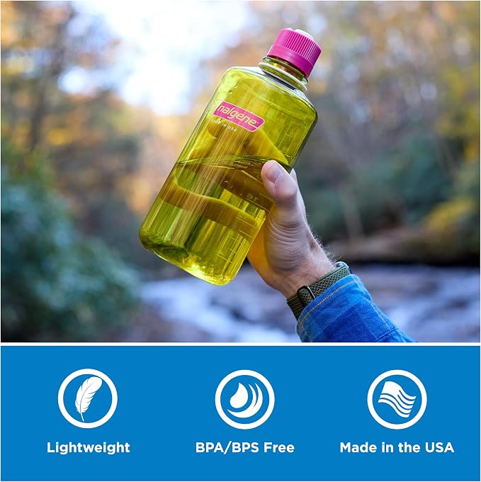 Nalgene 32 oz Narrow Mouth Water Bottle, Thrill & Motion, Flame w/Blue Atoll