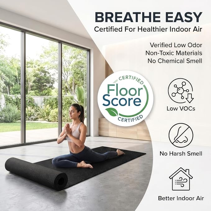 Rubber King Multi-Purpose Exercise Mat - 100% Recycled Thick Rubber Mat for Home Gym Flooring, Non-Slip, Low-Odor Durable Workout Mat for Indoor/Outdoor, Shoe-Friendly