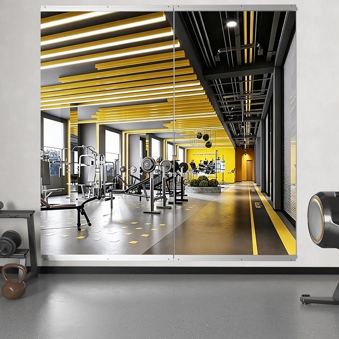 Home Gym Mirrors for Wall, 2 Pack 36" x 72" Large Frameless Full Length Glass Panels for Garage Gym, Workout Room, Dance Studio, Silver