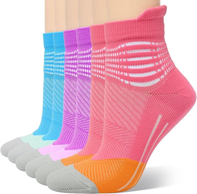 IRAMY Compression Ankle Support Socks Women Wicking Cushioned Athletic Plantar Fasciitis Relief 3/4/6 Pairs