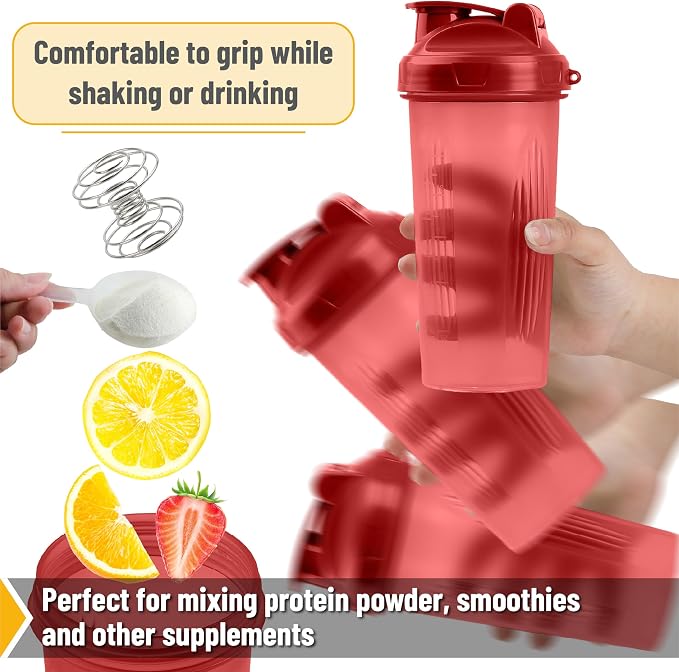 Mr. Pen- Shaker Bottles for Protein Mixes, 28 oz | Leak Proof Shaker Cups with Stainless Steel Wire Whisk Ball for Protein Shakes and Pre Workout