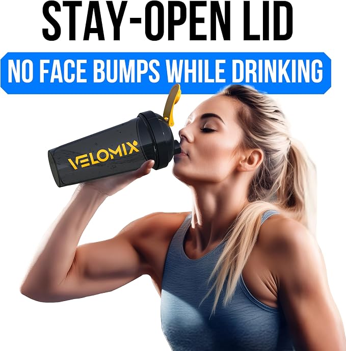 VELOMIX 2 Pack 28oz Protein Shaker Bottle for Protein Mixes, Golden Stone | 2x Wire Whisk, Leak Proof Shaker Cups for Protein Shakes, Stackable, Dishwasher safe, BPA free, Pre Workout and Fitness ready