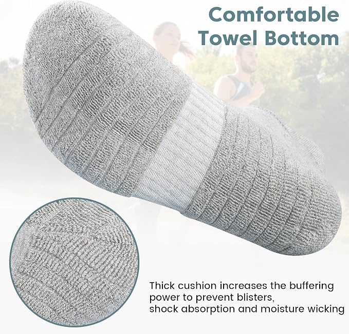 TANSTC Athletic Running Ankle Socks for Men Women, Cushioned Low Cut Sport Tab Socks, 6 Pack