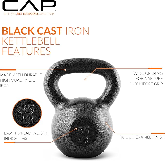CAP Barbell Cast Iron Kettlebell - Singles and Sets, Multiple Weight Choices