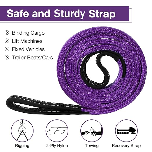Lift Sling Straps,1" x 4' 2-Ply Heavy Duty Flat Eye Lift Slings 2 Pack | Polyester Lifting Strap Nylon Tree Saver Recovery Strap Web Sling Rigging Moving Tow Hoist Gear Strap 3200 lb 2600 lb 6400 lb