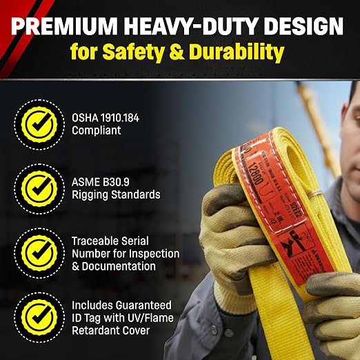 DD Sling (USA Made). 2" wide X (4' to 20' lengths) in Listing! 2 Ply Twisted Eye, Nylon Lifting Slings, Eye & Eye, Heavy Duty (900 webbing), 6,400 lbs Vertical, 5,100 Choker, 12,800 Basket Load Capacity (2inX10ft)