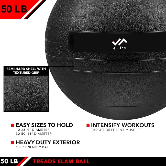 JFIT Slam Ball – Build Strength - Endurance & Power | Superior Grip | Sand-Filled Core | Indoor & Outdoor Use