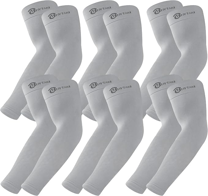 BHYTAKI UV Sun Protection Arm Sleeves, UPF 50 Sports Cooling Arm Compression Sleeves for Men Women Teenager