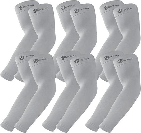 BHYTAKI UV Sun Protection Arm Sleeves, UPF 50 Sports Cooling Arm Compression Sleeves for Men Women Teenager