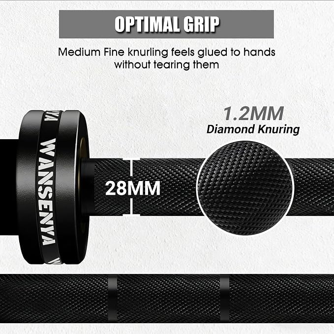 7FT Olympic Barbell 45lb,28MM 2 Inch Olympic Bar for No. 45 Steel,Olympic Weight Bars for Lifting,CrossFit,Bench Press,Deadlift,Squats,Strength Training bars
