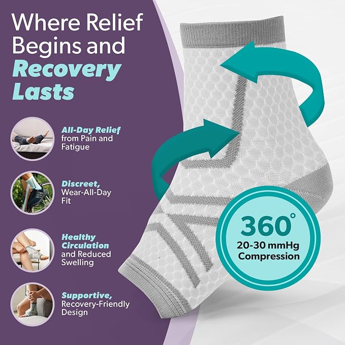 BraceAbility Athletic Ankle Compression Socks for Men or Women - Toeless Running Ankle Brace Support Sleeves for Sports, Workout, Plantar Fasciitis, Achilles Tendonitis, Foot Pain Relief (S - Teal)