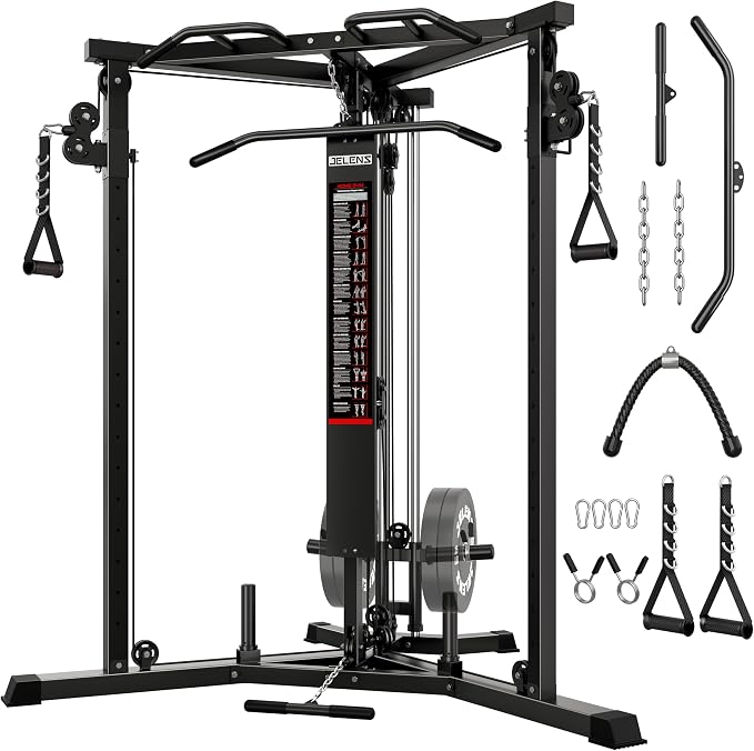 CC01 Cable Crossover Machine with High and Low Pulley System, Functional Trainer with Pull Up Bars and Optional Bundle, Cable Machine for Home Gym Power Workout