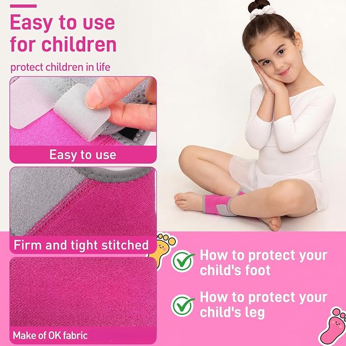Tarpop 2 Pairs Kids Ankle Brace Set Foot Ankle Support Kids Ankles Sleeve Compression Socks Knitted Fitness Stabilizer Wrap Protector Knitted Child Sleeve Support for Injury Prevention Jogging Running