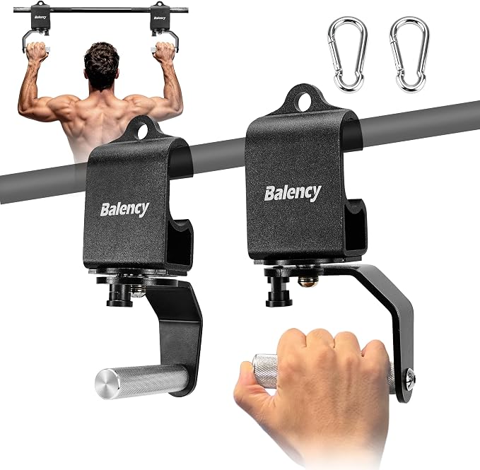 Neutral Grip Pull Up Handles, Non-Slip Pull Up Bar Attachment, 360° Adjust | Balency Adjustable Pull Up Bar Handles for Stronger Pull, Neutral Grip Handles for Barbell, Lat Pulldown & Cable Attachment
