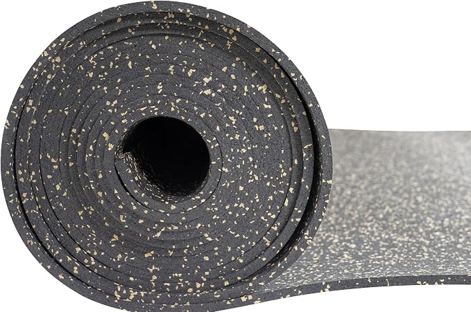 Genaflex Rubber Gym Floor Mat, Heavy Duty Commercial Protective Gym Flooring Roll - 8mm Thick (10% Tan, 4' X 15')