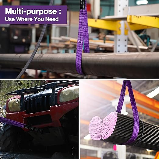 Lift Sling Straps,1" x 15' 2-Ply Heavy Duty Flat Eye Lift Sling | Twist Eye Polyester Lifting Sling Straps Nylon Tree Saver Recovery Strap Web Slings Rigging Moving Tow Hoisting Gear Strap