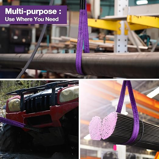 Lift Sling Straps,1" x 9' 2-Ply Heavy Duty Flat Eye Lift Sling | Twist Eye Polyester Lifting Sling Straps Nylon Tree Saver Recovery Strap Web Slings Rigging Moving Tow Hoisting Gear Strap