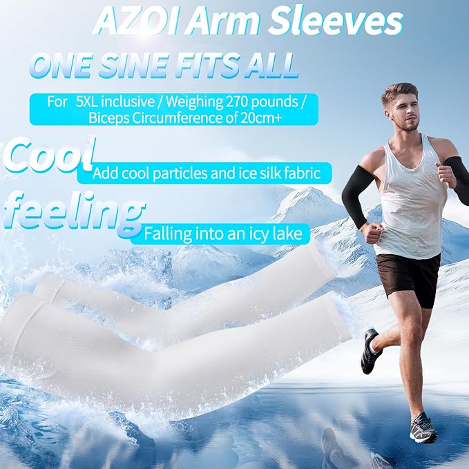 Arm Sleeves for Men Women – Cooling UV Sun Protection UPF 50+ Compression Sports Sleeves for Outdoor, Tattoo Cover Up