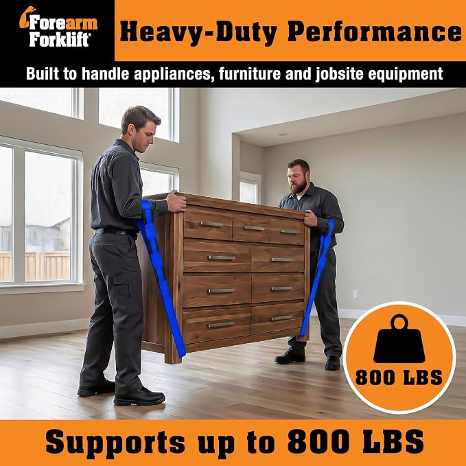 Forearm Forklift 2-Person Lifting and Moving Straps - Lift, Move and Carry Furniture, Appliances, Mattresses or Any Item up to 800 lbs. Safely and Easily Like a Pro, Ultramarine Blue Special Edition