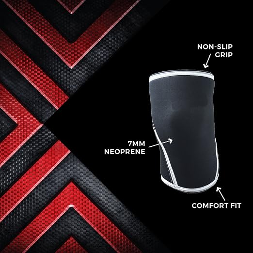 Knee Sleeves (1 Pair) 7mm Neoprene Thick Compression Knee Brace Support for Weightlifting, Powerlifting, Squatting & Fitness Training for Women and Men Black (Small)