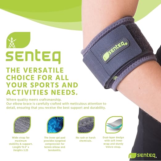 Elbow Brace Support Strap - Forearm Compression Sleeve, Tennis Elbow Brace for Men and Women, Fit Wrap Band for Weightlifting, Tennis, Golf Pressure Relief & Sports Injury Recovery, 1ct, XL