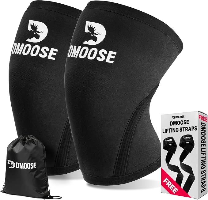 DMoose Fitness Knee Sleeves for Weightlifting (Pair) 78" Knee Wraps for Squats, Powerlifting & Joint Stability