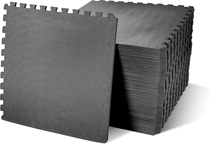 Elevon Puzzle Exercise Gym Flooring Mat, EVA Interlocking Foam Tiles Workout Mat for Home Gym, Fitness Equipment, MMA, Gymnastics, Shock-Absorbing Exercise Mat, Multi-Color