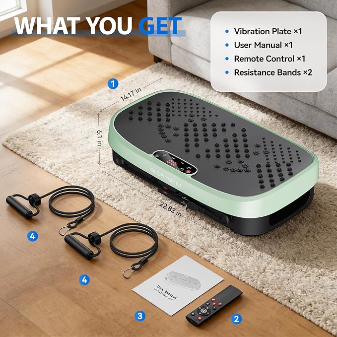 Vibration Plate Exercise Machine for Body Shaker Machine & Weight Loss, Shake Plate with Resistance Bands, 120 Speed Levels, Remote Control, Full Body Workout, Compact Home Gym Equipment