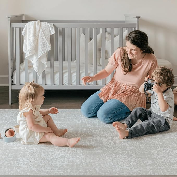 Little Landings Baby Play Mat for Floor - Eden (6x8ft) - Premium EVA Foam Play Mat for Babies & Toddlers (Ages 0-5+) - Non-Toxic Playmat for Tummy Time, Crawling & Playroom - Stylish & Comfortable