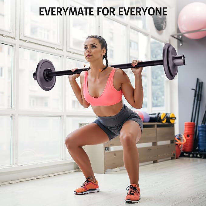 EVERYMATE 5LB Mini Barbell Bar Beginner Women Kid Barbell Total Body Workout Weighted Bar,for Strength Training, for Youth Children New Weightlifting