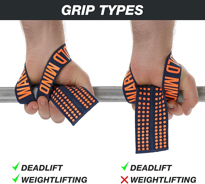 WARM BODY COLD MIND V1 Lifting Wrist Straps for Olympic Weightlifting - Rated at 660 lb - Hand Wraps for Powerlifting, Weight Lifting, Bodybuilding Functional/Cross Training, Deadlift Gym Bar, Cotton