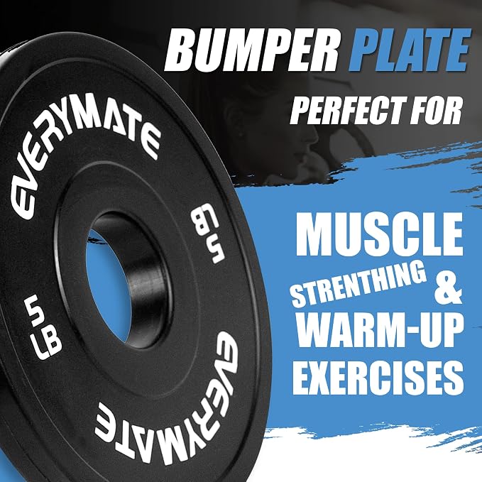 EVERYMATE Change Weight Plates 1.25LB 2.5LB 5LB Set Fractional Olympic Bumper Plates for Cross Training Steel Insert Strength Training