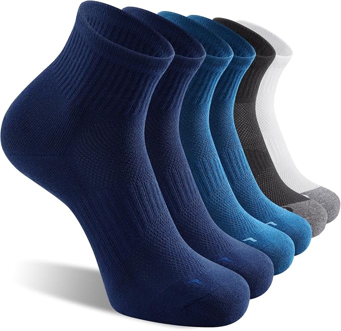 FITRELL 6 Pack Men's Athletic Ankle Socks Cushioned Sports Running Socks 7-9/9-12/12-15