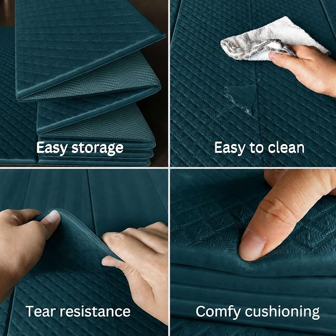 Foldable Yoga Exercise Mat, 6mm/8mm/10mm/12mm Thickness, 72 x 24 Inch - Lightweight, Anti-Slip, and Easy to Store for Yoga, Pilates, Home Workouts, and Floor Exercises