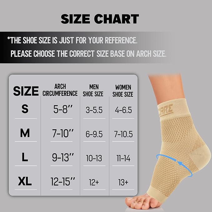 Compression Socks for Women & Men Open Toe (1 Pair) - Best Ankle Compression Sleeve for Swelling, Achilles Tendonitis, Heel Pain & Plantar Fasciitis Relief, Beige, Large