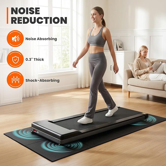 Stepwaver Walking Pad Mat for Carpet, Treadmill Mat for Hardwood Floor | High Density, 1/4 Thickness, Foldable, Floor Protection for Bike, Elliptical, Treadmill, Walking Pad