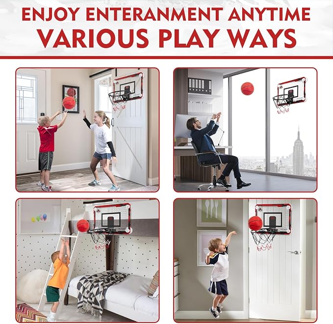 Indoor Mini Basketball Hoops with Powerful Suction Cups for Window and Wall | Wall Mounted Basketball Hoops, Basketball Backboard for Bedroom Office Dorm Room, Outdoor Toy Gifts for Kids and Adults