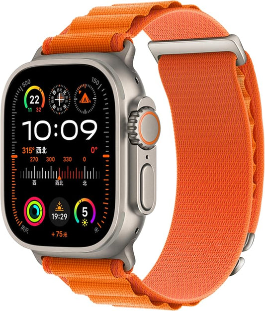 Alpine Nylon Sport Bands Compatible with Apple Watch Ultra Band 49mm 46mm 45mm 44mm 42mm Men Women, Stretch Loop Strap with D-Hook for iWatch Series 10 Ultra SE 9 8 7 6 5 4 3 2 1 (Orange, 38mm/40mm/41mm/42mm(Series 10))