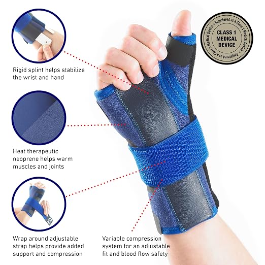 Neo-G Wrist and Thumb Brace, Stabilized - Spica Support For Carpal Tunnel Syndrome, Arthritis, Tendonitis, Joint Pain - Adjustable Compression - Class 1 Medical Device - Left