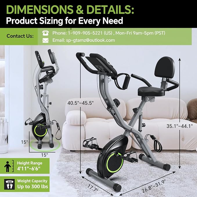Foldable Exercise Bike for Small Apartments, Stationary Bikes for Home, Indoor Portable Cycling Bike with 16-Level Magnetic Resistance, 260LBS Capacity, 5.5 LBS Flywheel, for Small Space Workout 816
