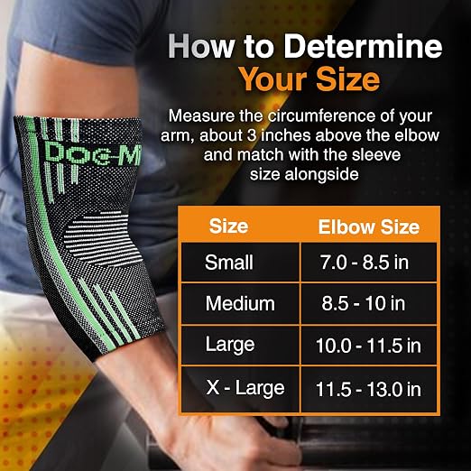Doc Miller Elbow Compression Sleeves for Tendonitis, Women & Men, 1 Pair | Compression support, Arm Brace, Tennis Injuries, Bursitis Relief, Tendon Care, Active Use, Sports & Recovery